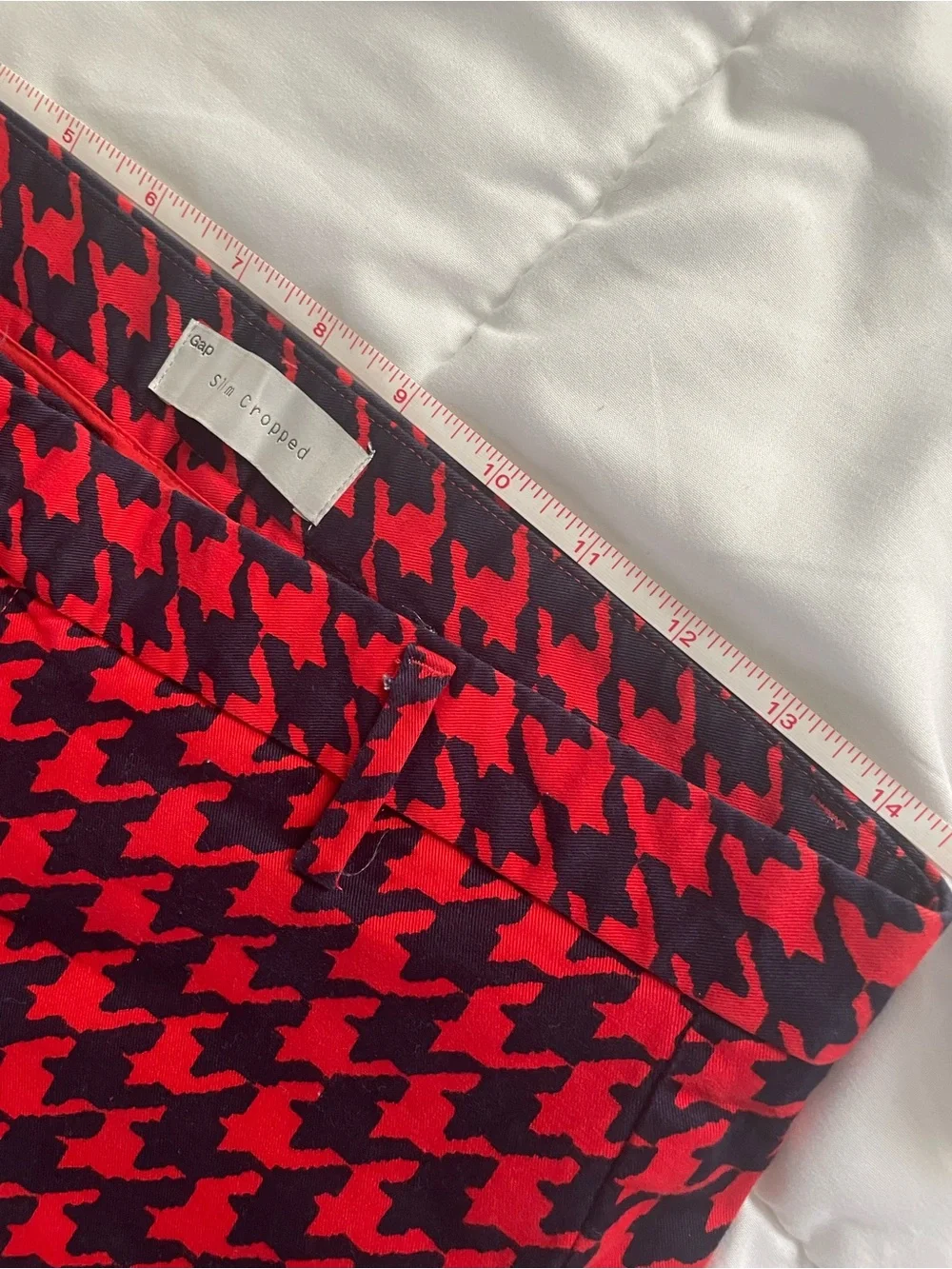 GAP Red and Navy Houndstooth Slim Cropped Pants - Picture 4 of 6